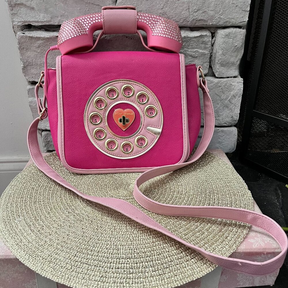 Betsey Johnson Kitsch Pink Telephone Crossbody Purse